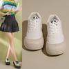 Весна, лето, осень и зима женская обувь женские кеды студенческая обувь маленькие белые туфли низкий верх круглый носок ремешок