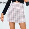 Women's Autumn and Winter Small Perfume Tweed High-waisted Half-body Skirt Retro Well Grid A-line Skirt