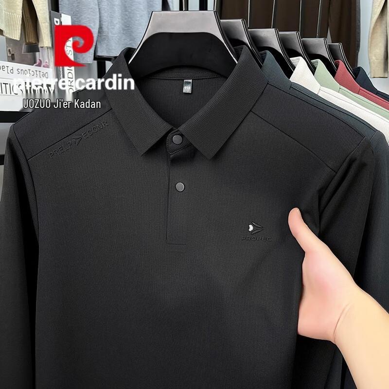 Pierre Cardin Мужская поло-футболка в полоску с длинным рукавом, в стиле business casual