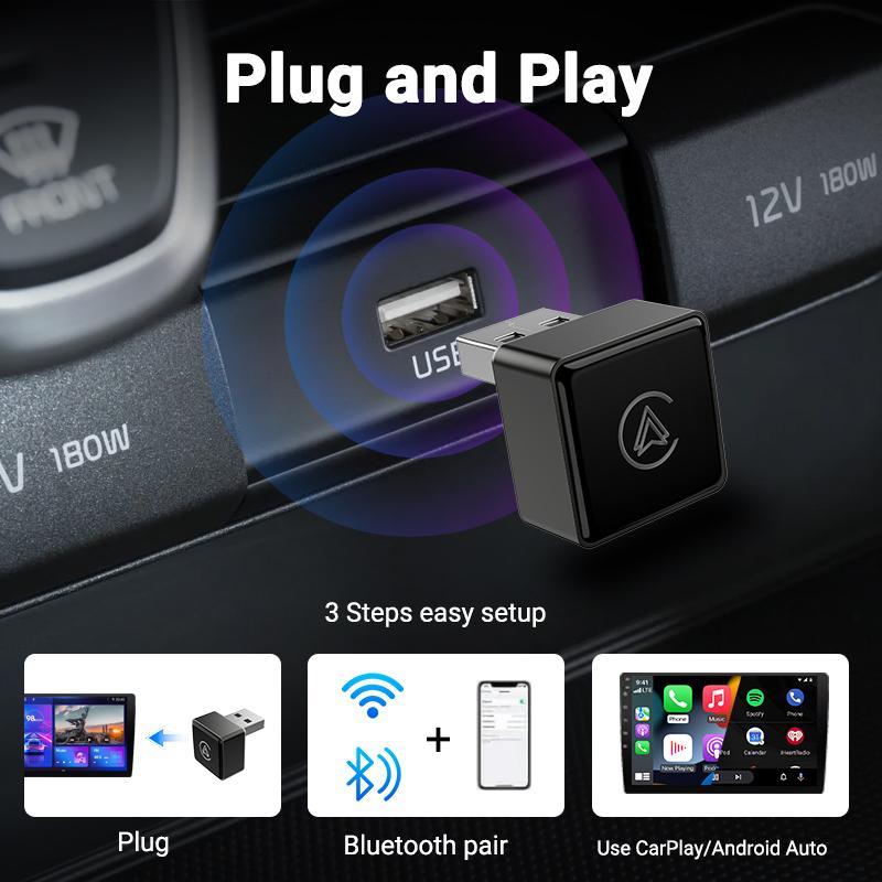 2025 2in1 Smart Mini Box Wireless Carplay Adapter Android Auto WIFI Auto Connect For Toyota Volvo FIAT Benz Kia MAZDA FORD JEEP