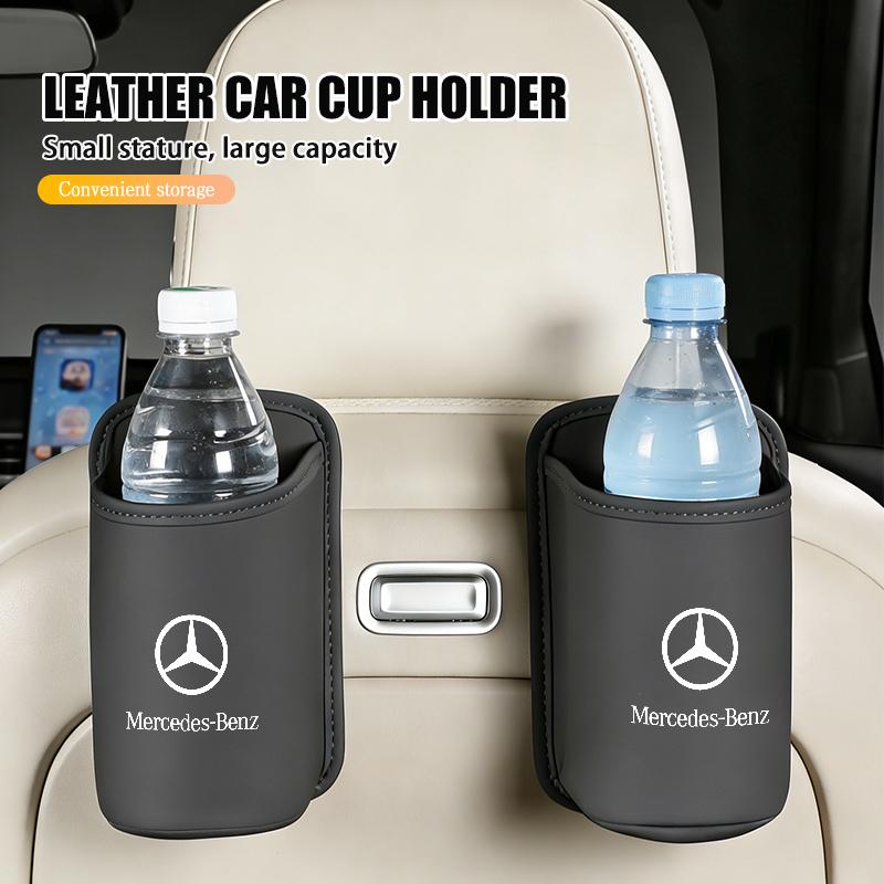 AABIA1 Leather Car Water Cup Holder Interior Drink Rack Organizer Accessories For Benz CITAN VITO SPRINTER CLS SLK Sport ML C200 C260