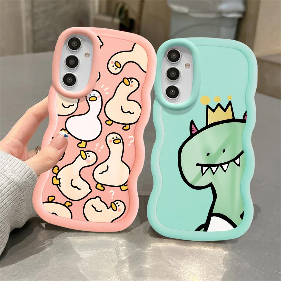 Мягкий чехол для телефона Samsung Galaxy A21s A13 A14 A11 A16 A15 A12 A52 A06 A05 A23 A53 A22 A33 A03 A04 Мультяшный Динозавр Гусь