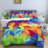 Geometric Duvet Cover Set Queen Size Abstract Art Rainbow Glass Bedding Set Colorful Polyester Quilt Cover Pillowcase for Kids