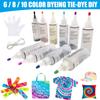 Tie-dye DIY Kit with Rubber Bands Gloves Safe Non-toxic Shirt Fabric DIY Fashion Dye Handmade Kit Clothing Graffiti Dye Supplies