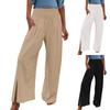 Женские модные повседневные однотонные свободные брюки с высокой талией и длинными хлопковыми льняными широкими штанинами