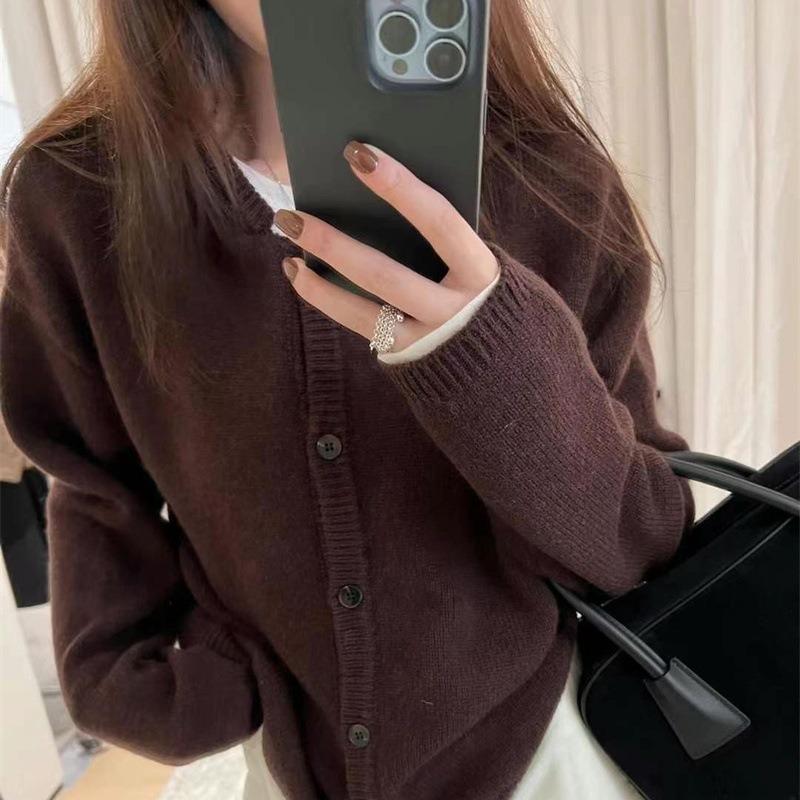 Ретро осенне-зимний новый повседневный вязаный кардиган с капюшоном для женщин свободный мягкий восковой тонкий свитер-куртка для женщин
