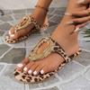 Fashion 2024 Ladies Summer New Leopard Colorblock Hollow Designer Flip Flops Sandals Fashion Flat Comfortable Holiday Beach Slippers