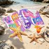 Custom Name Personalized Care Bears Print Beach Towel, for Trip Camping Beach Party Home Decor, Birthday Gift for Family & Friends