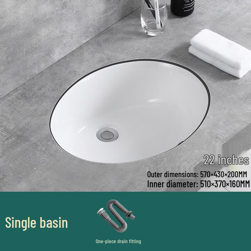 Oval Ceramic Undermount Bathroom Sink