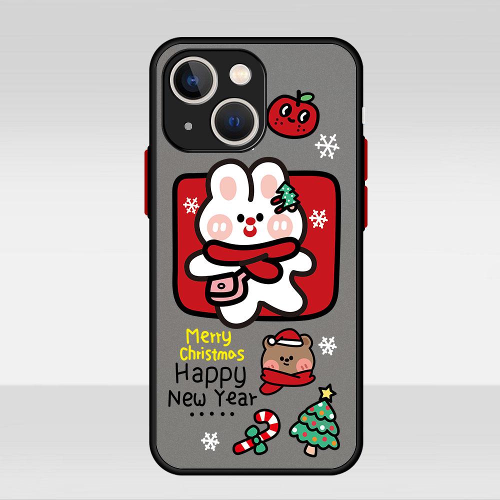 Счастливого Рождества Чехол для Apple iPhone 14 13 11 12 Pro 7 XR X XS Max 8 Plus 6 6S SE 2022 14Pro Черный Матовый Телефон Фунда