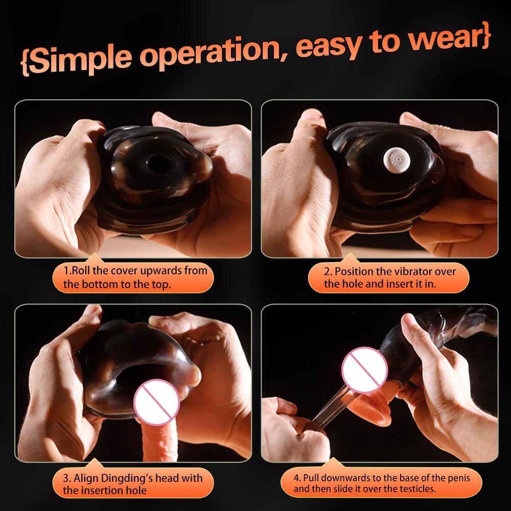 Penis Extension Sleeve Vibration Extend Adult Sex Toys Reusable Penis Sleeve Delay Ejaculation Dick Sleeve Sex toys for Men 18+