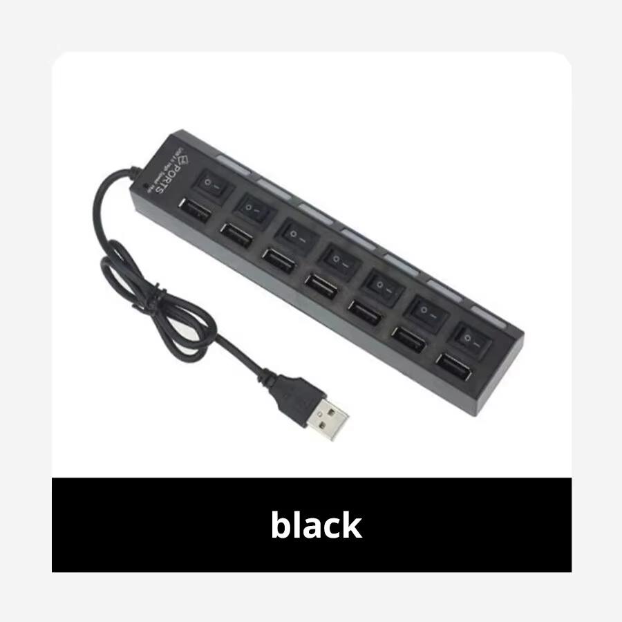 Хаб-расширитель свитча 7-портовый USB2.0-хаб Компьютерный USB-хаб-расширитель Один перетаскиванием семь USB2.0-разветвитель ПК Ноутбук Настольный компьютерSwitch Extensi