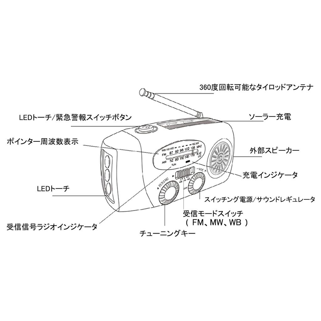 MASWATER Disaster Prevention Solar Portable Disaster USB Solar Hand Crank Smartphone Charging Large Capacity Blue Multi-function Radio, Flashlight,