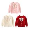 Toddler Baby Girls Knitted Cardigan Sweater Long Sleeve Button Closure Coat Bow Princess Sweater