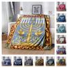 Jewish Hanukkah Golden Menorah Dove Star Of David Vintage Blue Red Border Print Soft Flannel Throw Blanket Warm Sofa Bed Decor Cover For Holiday Fans
