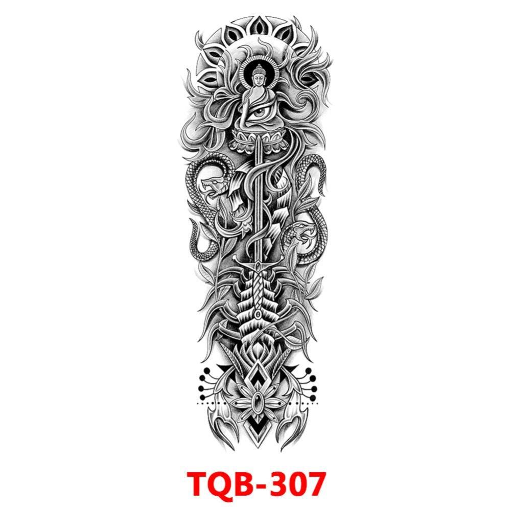 Full Arm Fake Tattoo Sleeve Men and Women Temporary Tattoo Sticker Lion Werewolf Cross Big Arm Tattoo Waterproof