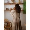 Autumn Women's Dress Big Size Loose Long Sleeve Lantern Sleeve Casual Vintage Solid Color Long Dress