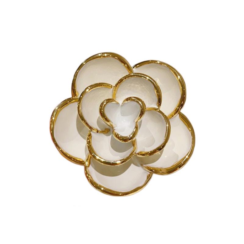 Xiaoxiangfeng Camellia Brooch High-End Femininity Retro Oil-Dripping Brooch Light Luxury Niche Design Pin Accessories