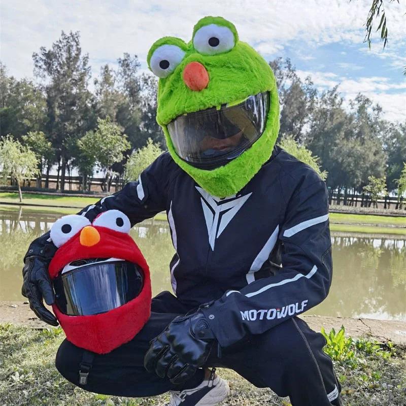 Motorcycle Helmet Cartoons Plush Helmet Protective Cover Helmet Full Face Covers for Outdoor Fun Christmas Personalized Helmets