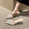 Sexy Elegant Banquet Party Women's Shoes Fashionable Women High Heels Pointed Toe Sandals Women Transparent Versatile Slippers