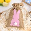 6pcs Easter Burlap Candy Bags Cute Bunny Linen Treat Gift Bags Kids Happy Easter Party Decoration Cookie Snack Packing Supplies