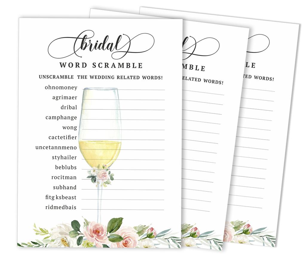 Inkdotpot 50A Floral Brunch & BubblyA BingoA GameA CardsA For Bridal Wedding Shower Bachelorette Party Bulk Blank Square Fill In Gift