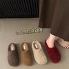 Lamb Wool Slippers Women's Wear 2025 New Winter Korean Version Flat-bottomed Lazy Muller Shoes with Velvet Bag Head Half Drag