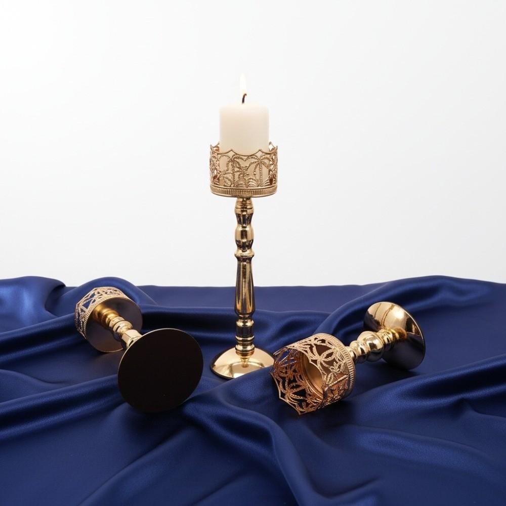 Iron Art Hollow Carved Candlestick Vintage Tall Candle Holder Ornaments Wedding Table