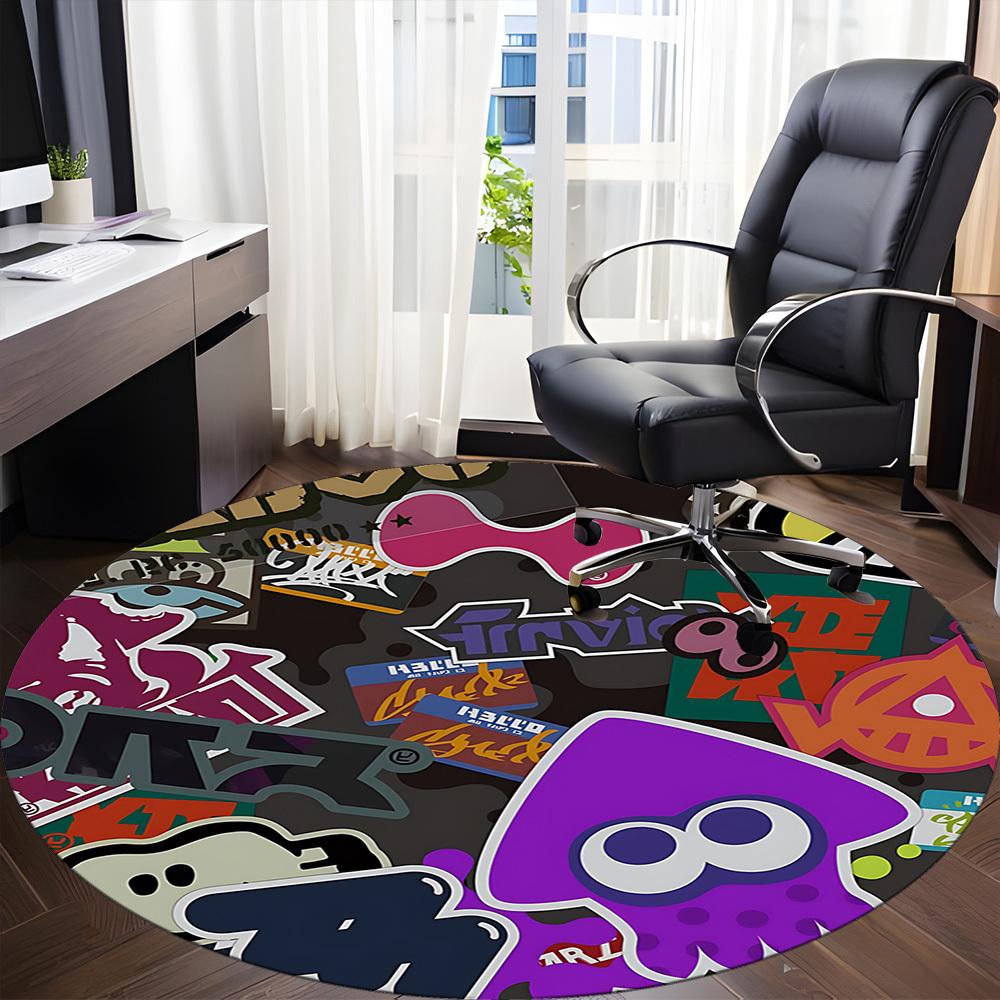 1pc Splatoon? Office Round Area Rug, Bedroom Living Room Home Decor, Room Deco, Offic a1016196