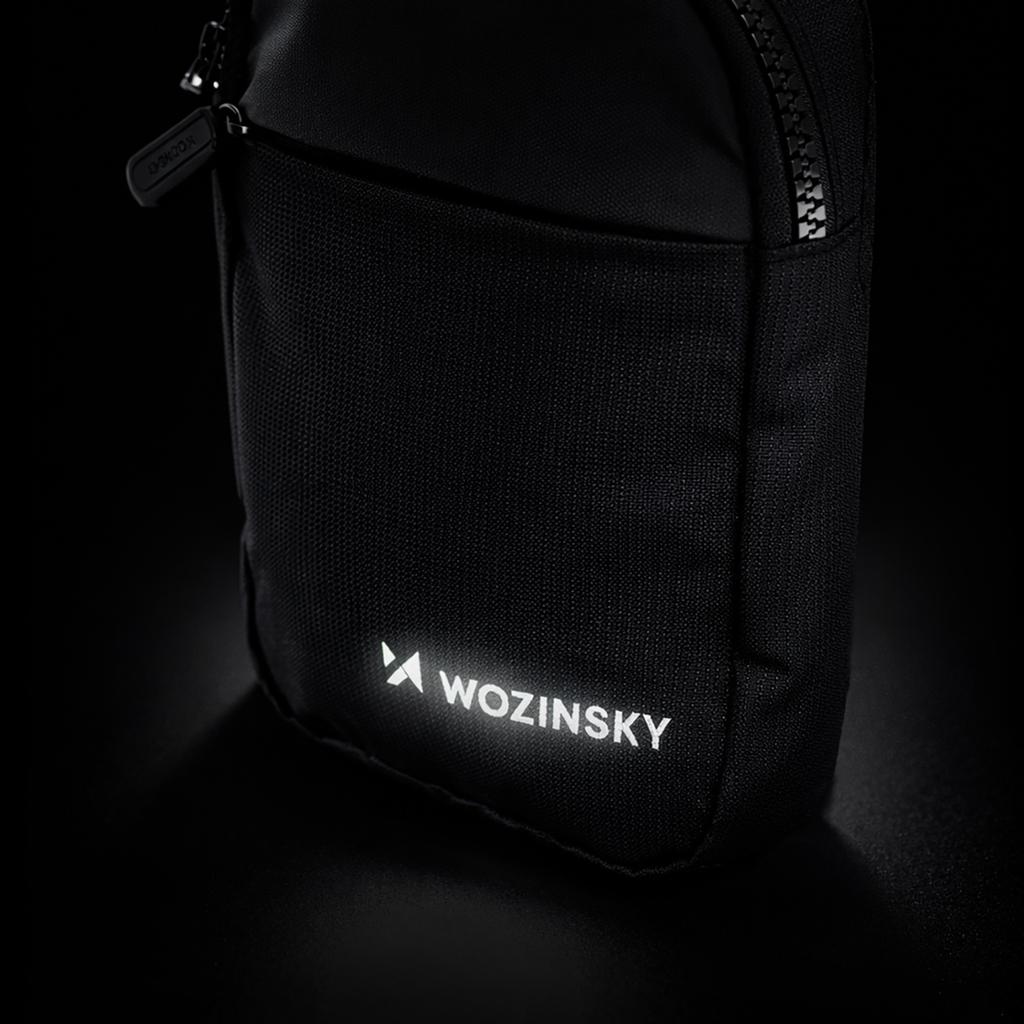 Mini waterproof shoulder bag with two compartments for a unisex phone - black
