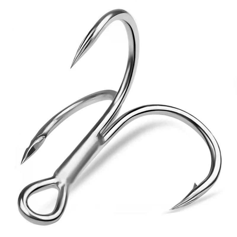 10 ШТ./Лот Черные Тройники из Высокоуглеродистой Стали Супер Острые Прочные Размер 1#-14# Трехбородные Стальные Рыболовные Крючки Аксессуары для Рыбалки