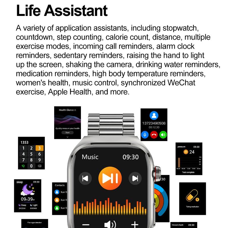 2025 Новые высококлассные часы для здоровья с лазерным обнаружением, HD Smart Watch для мужчин, ЭКГ+ФПГ, точное измерение артериального давления, жира, мочевой кислоты, звонки, спортивные часы с отслеживанием пульса