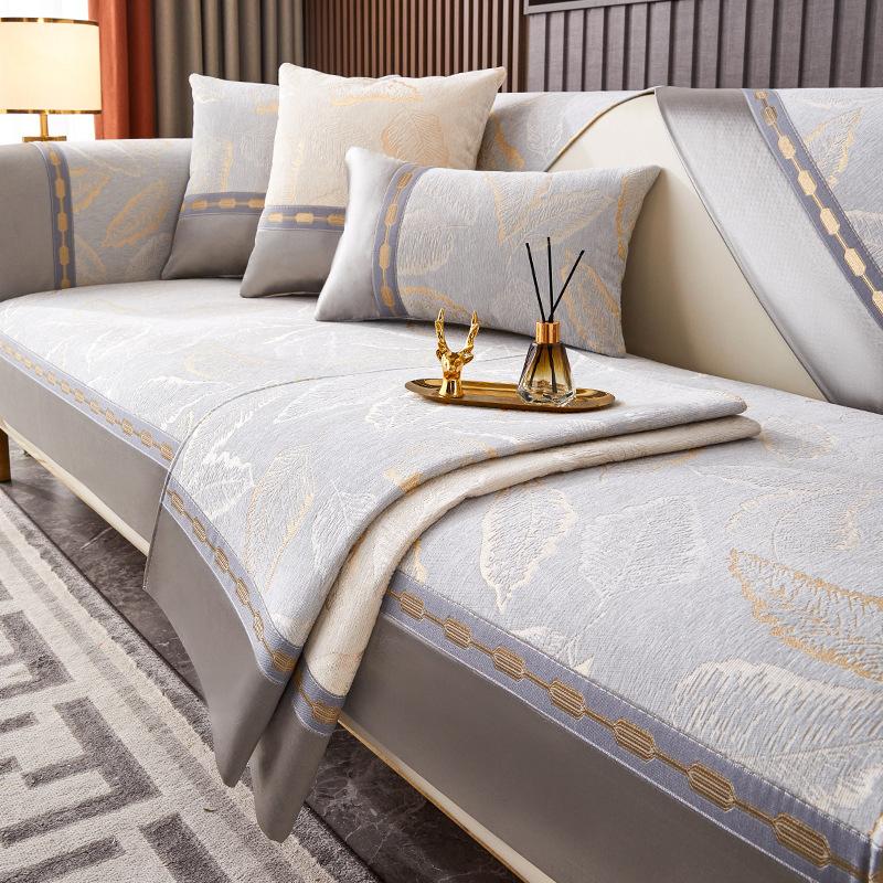 Чехлы для диванов с жаккардовыми листьями, диваны, синель L-типа, сборный чехол для дивана, подлокотник, универсальный для всех сезонов, диванная подушка