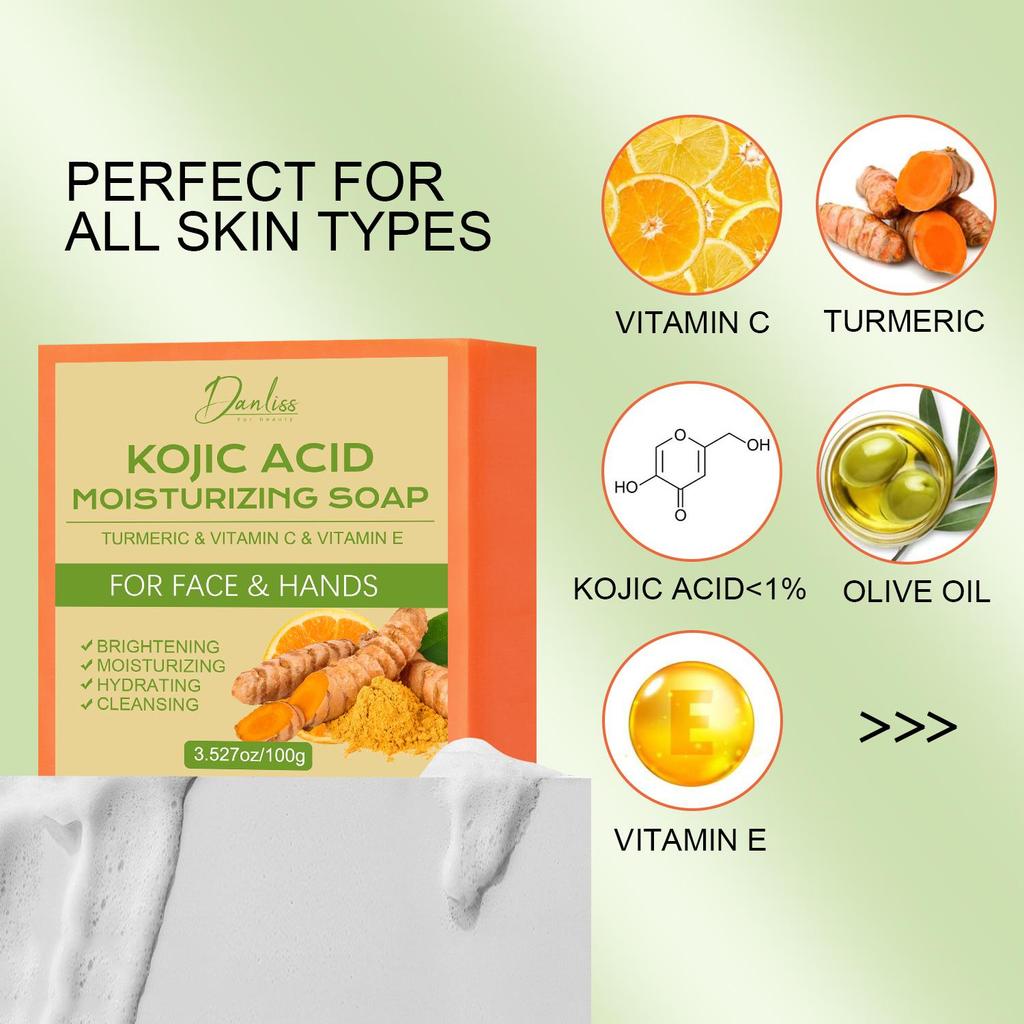 Мыло с койевой кислотой - Для кожи лица и рук - Глубоко питает и увлажняет кожу - Очищает кожу от грязи и жира и осветляет кожу, 100 г