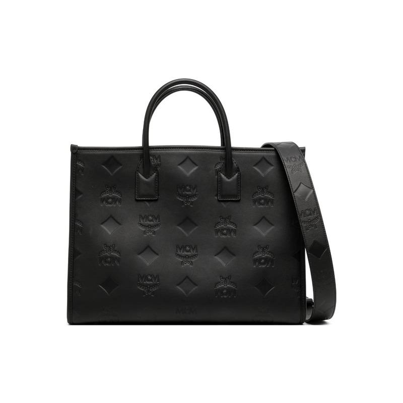 MCM nchen Maxi Pattern Tote Handbag Black MWTDABO14BK001