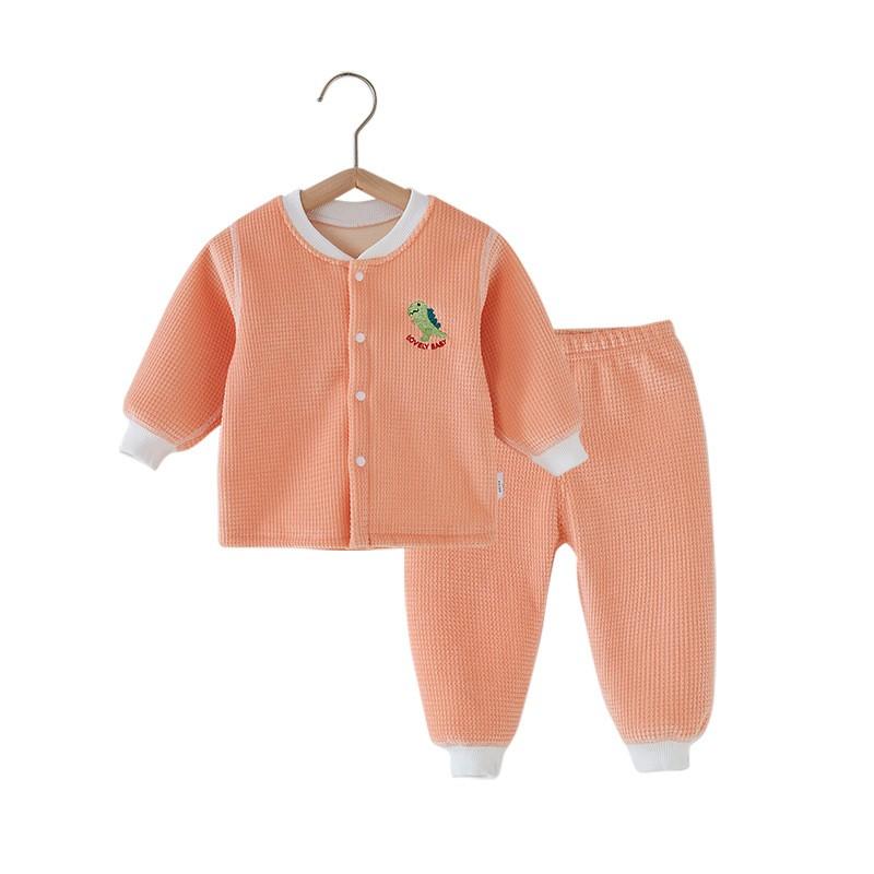 Soft Fleece Baby Pajama Set Toddlers Long Sleeve Top Pants Warm Sleepwear Winter Unisex