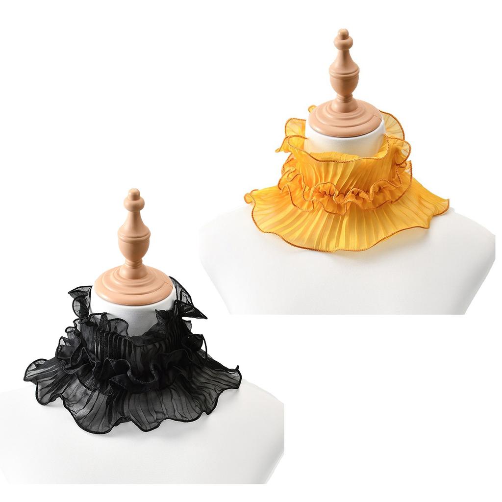 Spring Summer Floral Lace Trim Polyester Neck Scarf Versatile Women's Shirt Collar Design with Ruffled Edge for Stylish