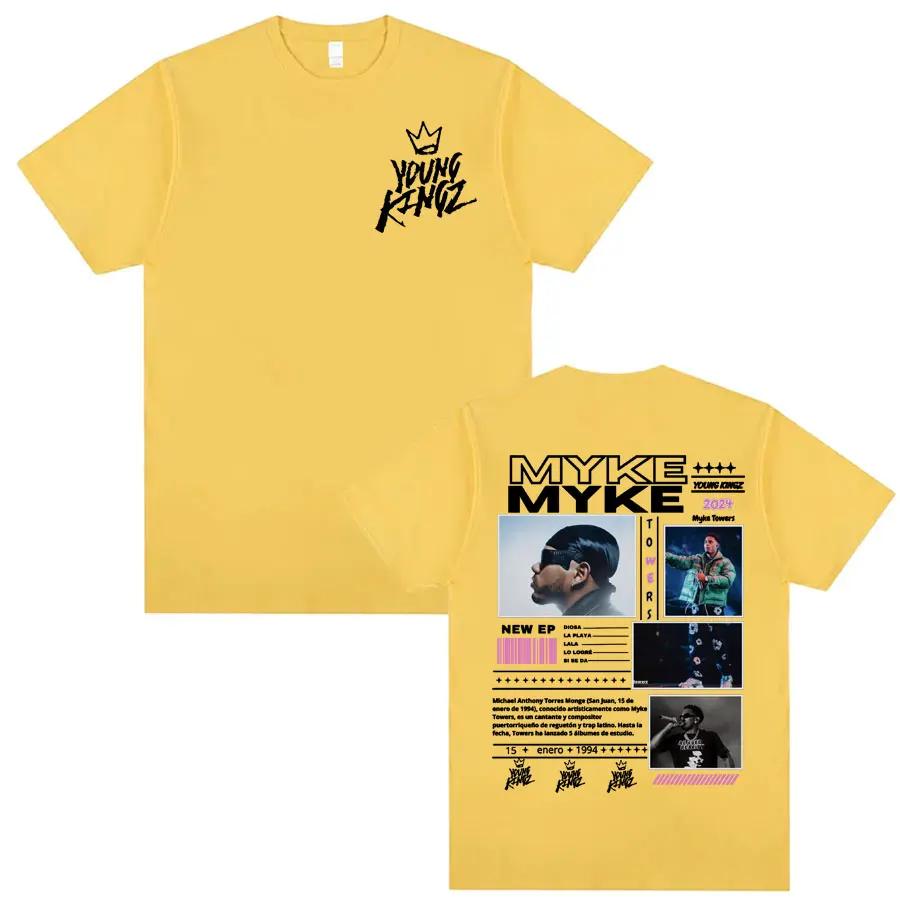 Rapper Myke Towers Young Kingz Album Graphics T Shirts Men Women Fashion Vintage Hip Hop Tshirt Casual T Shirt