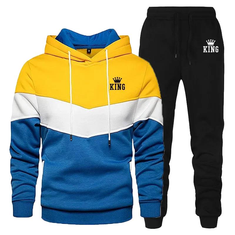 Men's Tracksuit Running Casual Hoodies Sweatpants Two Piece Sets Winter Sports Suit Outdoor Sweatshirt Set Fashion Male Clothing