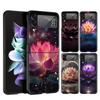 Жесткий ПК чехол для телефона Samsung Galaxy Z Flip 7 6 5 4 Черная крышка для Galaxy Z Flip 3 Складной противоударный Цветок лотоса Fundas Сумка