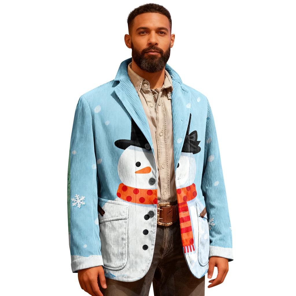 Мужской уродливый рождественский вельветовый теплый карманный пиджак-кардиган, мужской повседневный костюм