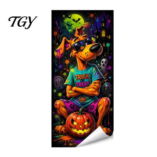 Halloween Yard Horror Accessories Wall Stickers Trash Can Decal Stickers, Spooky Skull Ghost Durable Facade Decals for Outdoor Garbage Cans,