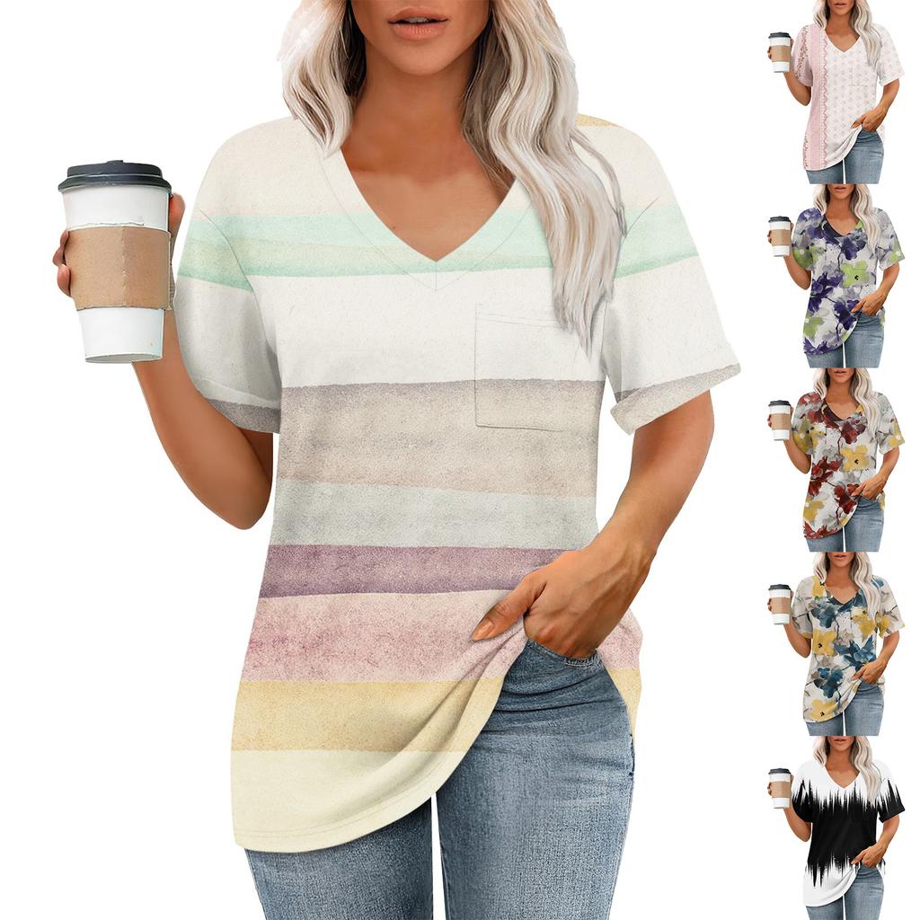 Женские футболки с V-образным вырезом и коротким рукавом, летние топы, повседневные базовые футболки, модные