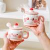 Creative Cute Cartoon Ceramic Mug Pink Girl Heart Gift Cup Water Cup with Lid Spoon Pig Cat Cup