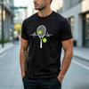 Tennis Racket Heartbeat Tshirt For Unisex Sports Ball Print Casual Streetwear Basic Short Sleeve Tee