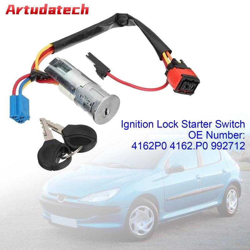 Artudatech Ignition Lock Starter Switch with 2 Keys For Peugeot 206 Citroen Picasso Car Accessories