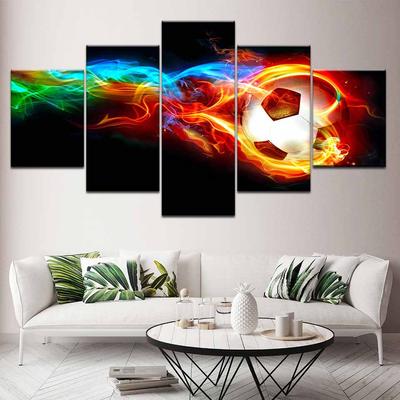 5 панелей абстрактный огонь футбол баскетбол холст живопись модульные постеры и принты фотографии гостиная домашний декор без рамки