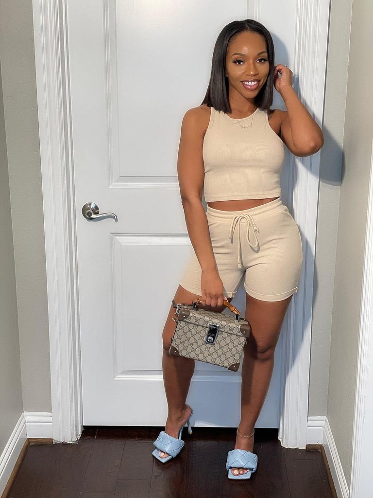 F155 Women's Casual Sports Set: Striped Vest & Drawstring Shorts Two-Piece