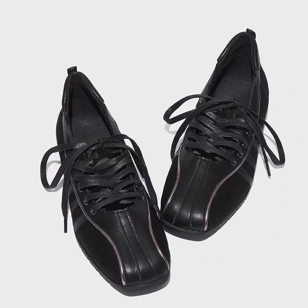 Niche Style White Lace-Up Ballet Flats for Women - 2025 Spring/Autumn Casual Mary Jane Shoes