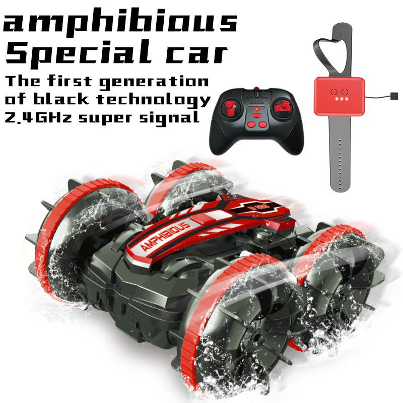 2.4G Amphibious All-Terrain Off-Road Vehicle Double-Sided Stunt Car Four-Wheel Drive Gesture Remote Control Children'S Toy Car
